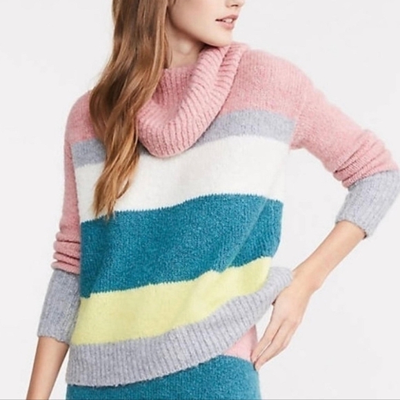 Lou & Grey Sweaters - Lou & Grey For Loft Wool Alpaca Blend Soft Wide Stripe Cowl Neck Sweater Size S